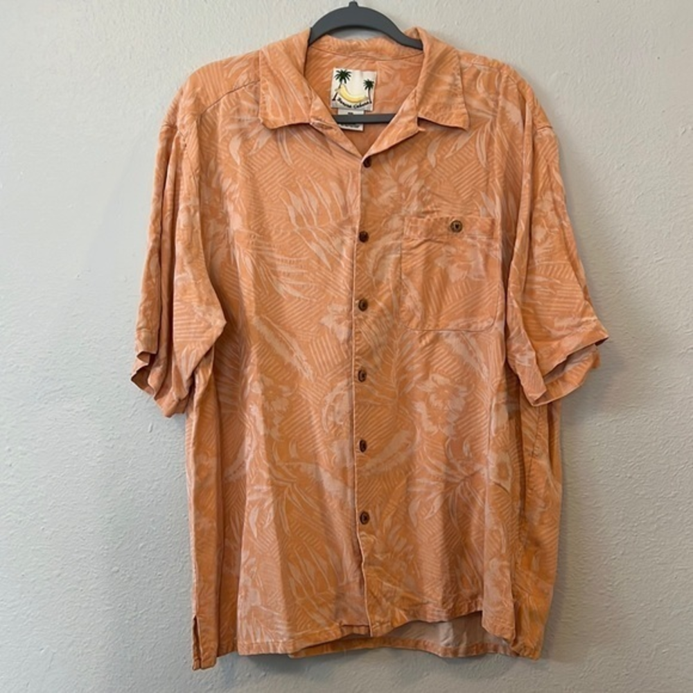 Banana Cabana 100%‎ Silk Mens Size XL Short Sleeve Shirt Cruise/Vacation